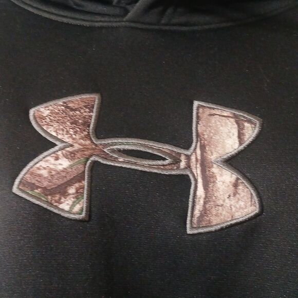 Under Armour Storm loose  black camo hooded sweatshirt sherpa lined Sz L EUC - Picture 4 of 9